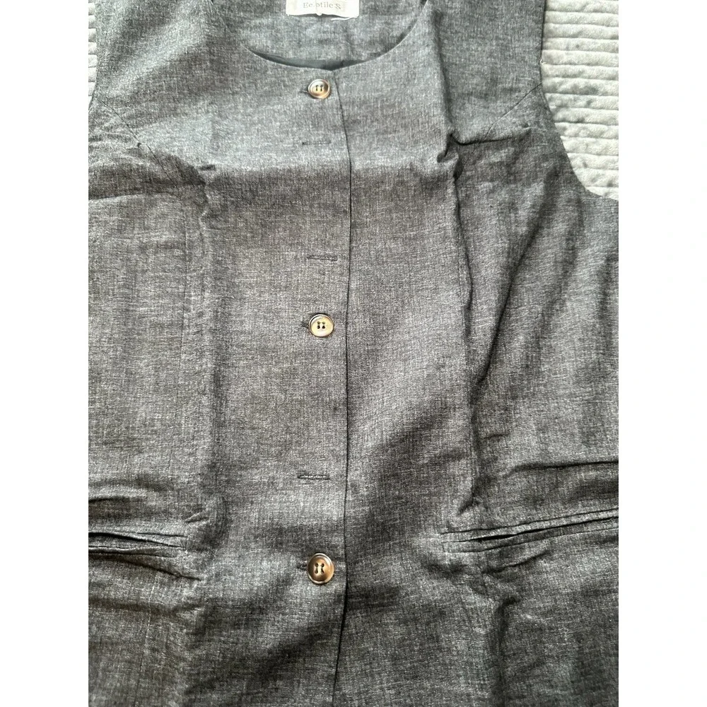 Eelotile Linen Blend Mid Length Sleeveless Button Down Waistcoat Vest Sz Small - Picture 10 of 12